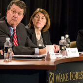 Andy Chan (Wake Forest), Mark Smith (Washington University in St Louis), Meredith Daw (University of Chicago) and Sheila Curran (Curran Career Consulting)