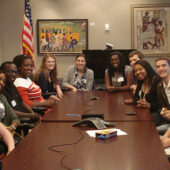 Wake Forest students visit the Democratic National Convention offices in Charlotte.