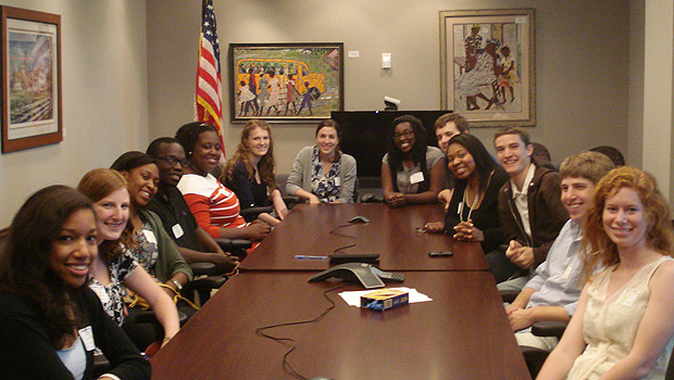 Wake Forest students visit the Democratic National Convention offices in Charlotte.