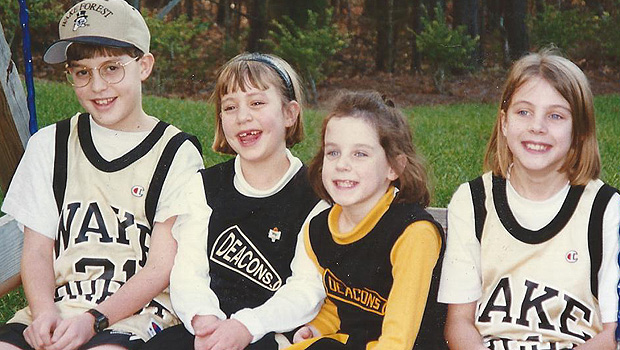 All of Linville and Mary Jon Roach's grandchildren continued the long family tradition of attending Wake Forest. From left to right: Davis and Emily Roach, Michelle and Allison Lange.