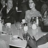 Ed Reynolds talks with fellow students in 1962.