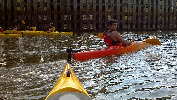 For senior Michael Locicero, kayaking in Eastern North Carolina is a far cry from his experiences at home in Long Island, N.Y. (Photo courtesy of Michael Scott)