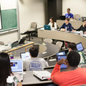 Students in a business classroom