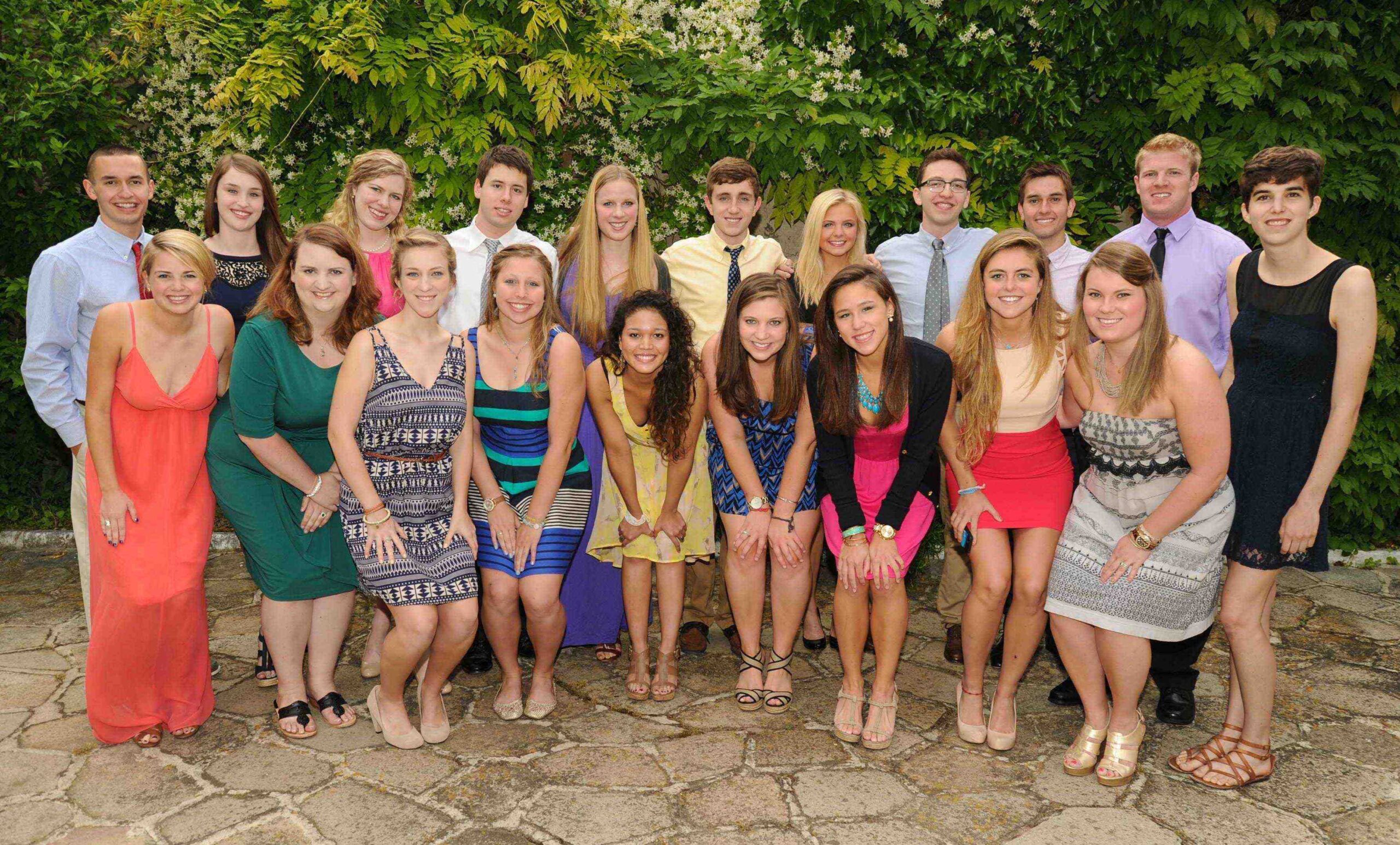 Wake Forest students gather in Casa Artom's courtyard for the Biennale reception. 