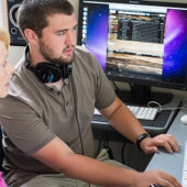 Wake Forest senior mathematics major Jamie Floyd ('14) works with computer science professor Jennifer Burg.