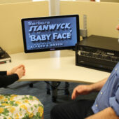 Lizzie Woods (’14) and Scott Klein discussing the 1933 film “Baby Face.”