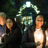 Students at the Lighting of the Quad