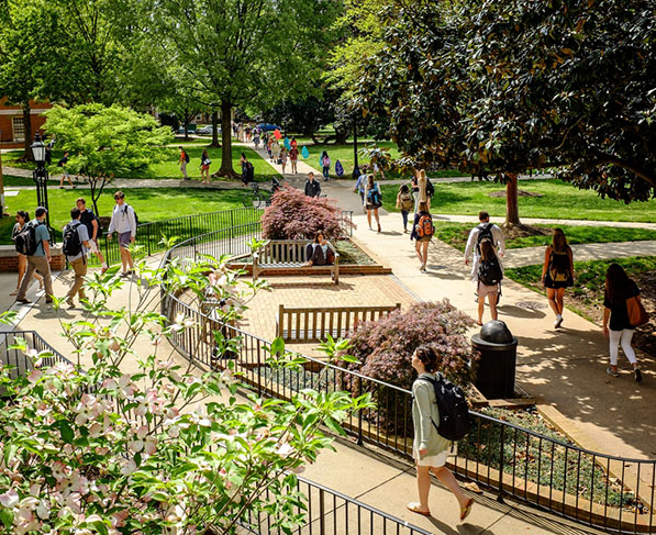 students walking on campus