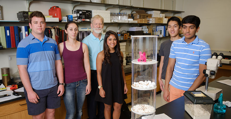 Group photo of Wake Forest students in the lab