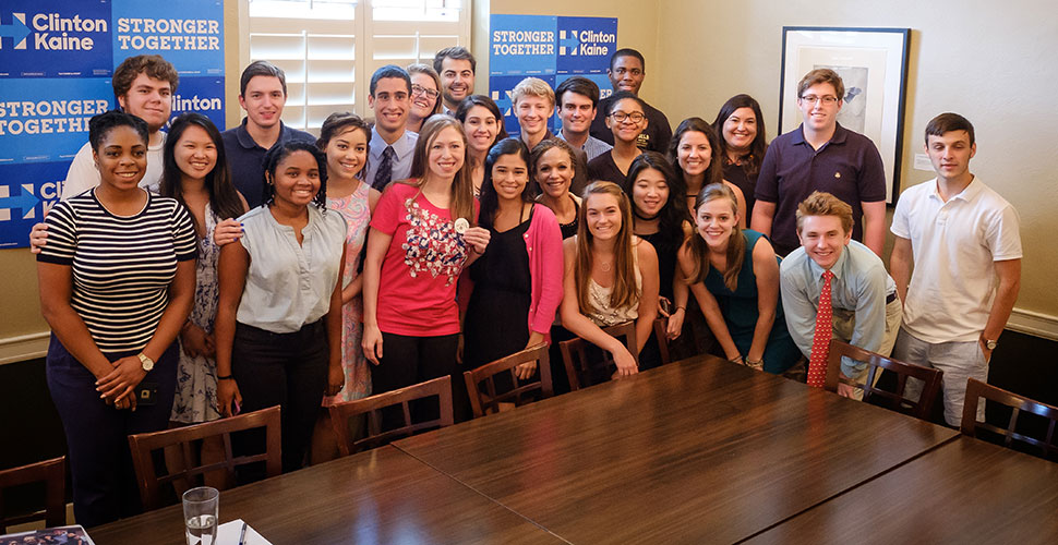 Chelsea Clinton with WFU Wake the Vote students