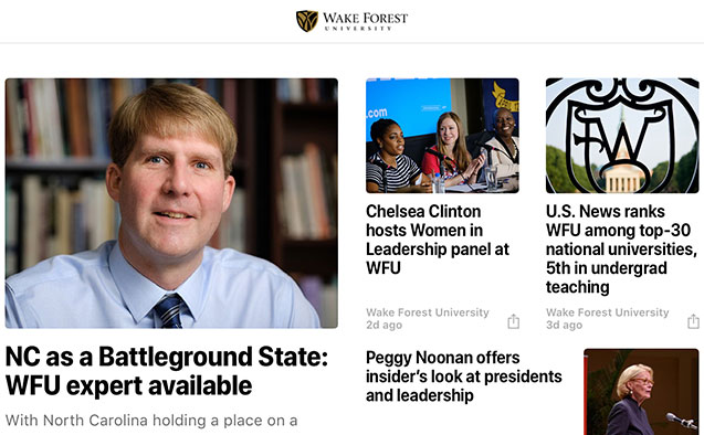 Image of Apple News page for WFU