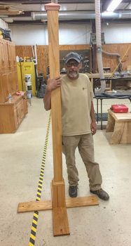 Construction foreman Bentley McClure handcrafted the peace pole.
