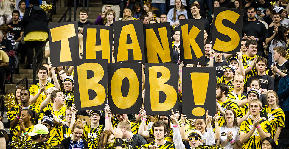 WFU students hold up letters that say 