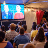 WFU students watch a presidential debate