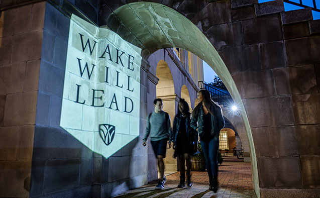 WFU students walking on campus