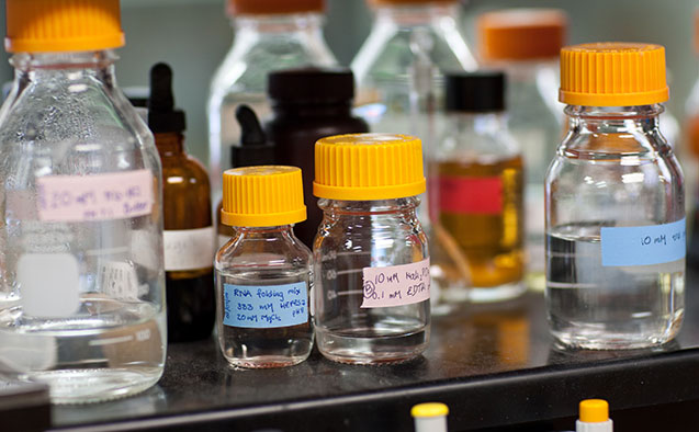 Vials in a chemistry lab