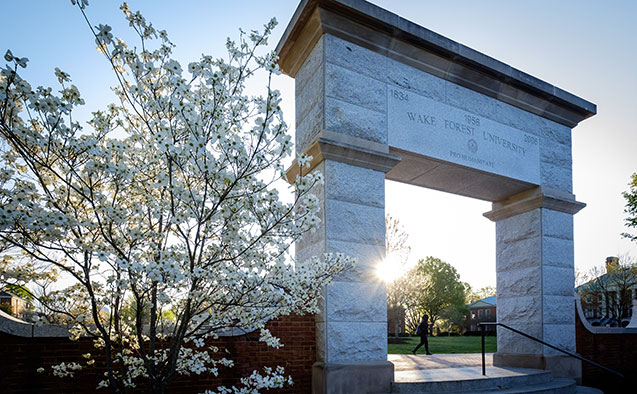 Arch on the quad at Wake Forest University