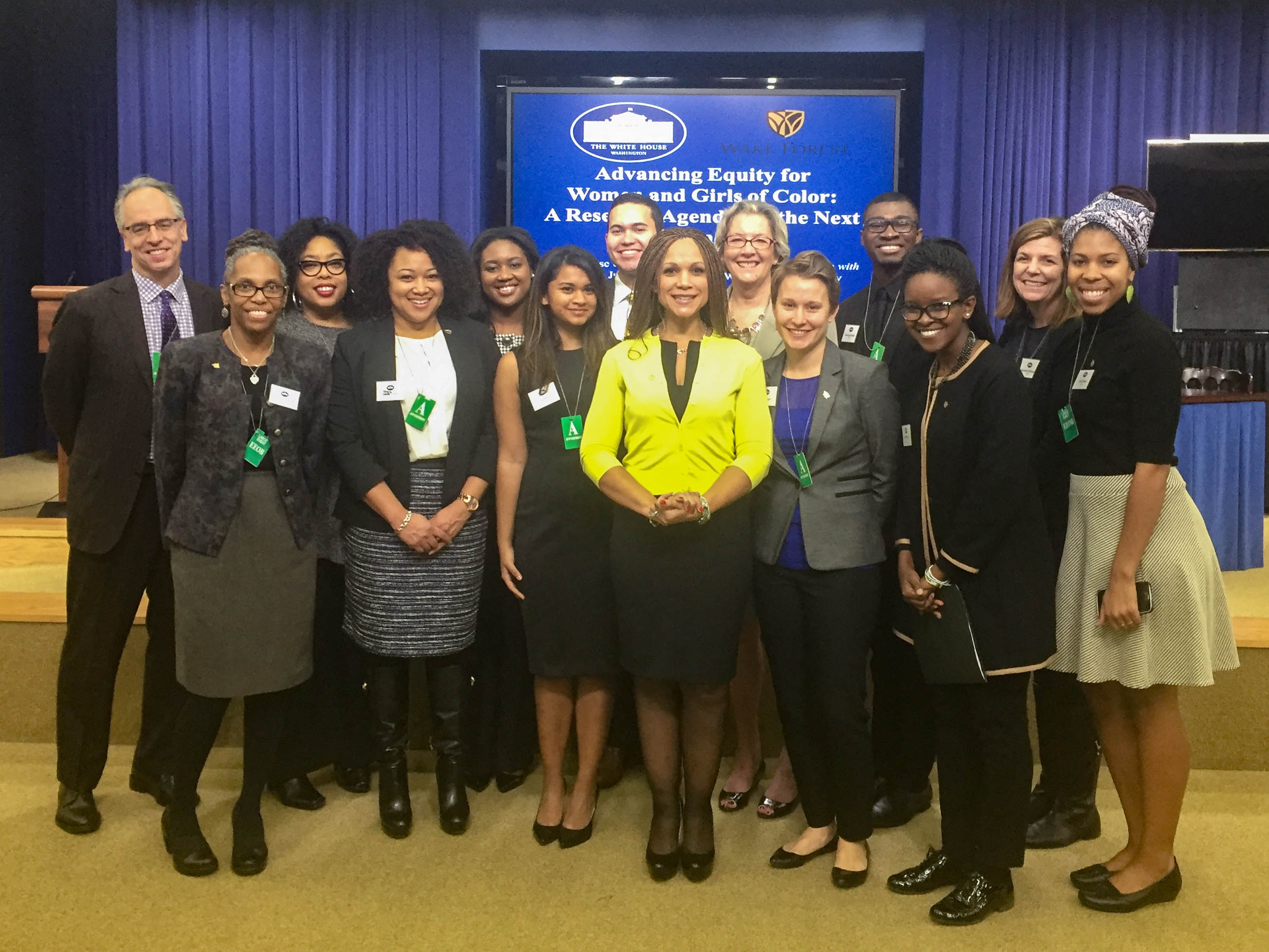 Melissa Harris-Perry and Provost Rogan Kersh with students at the White House.