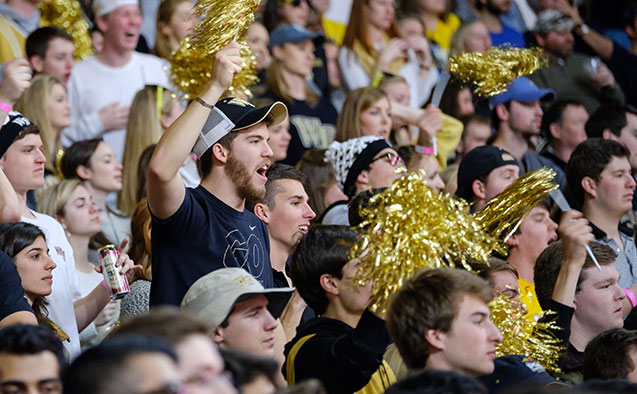 WFU students cheer at a basketball game