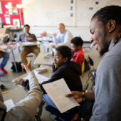 Student discussion in an elementary school class