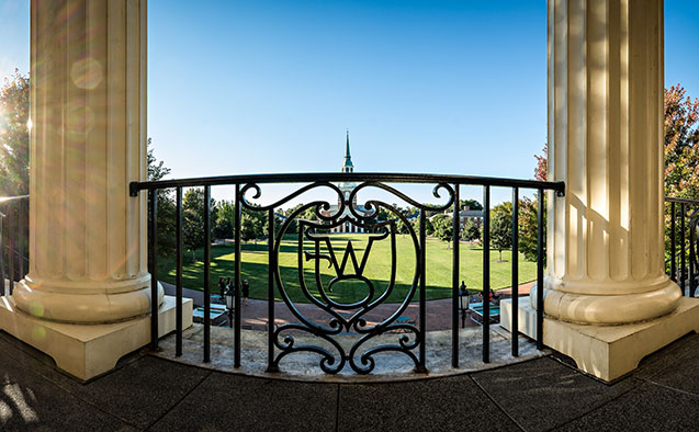 Overlooking the quad at Wake Forest University with Wait Chapel in the background.