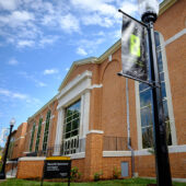 Front, exterior view of Reynolds Gym