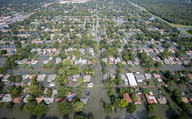 An aerial image of Houston flooding