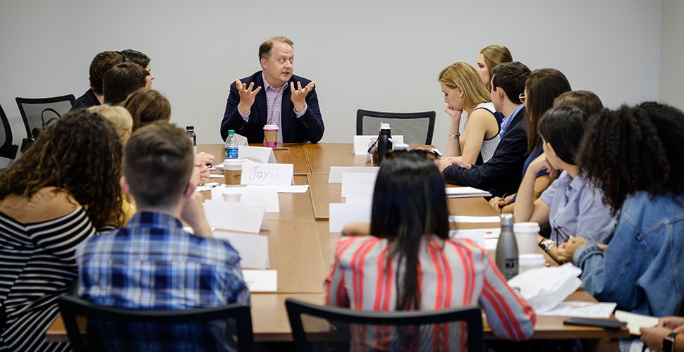 Shane Harris ('98), a reporter for the Wall Street Journal based in Washington, talks about his career with students.