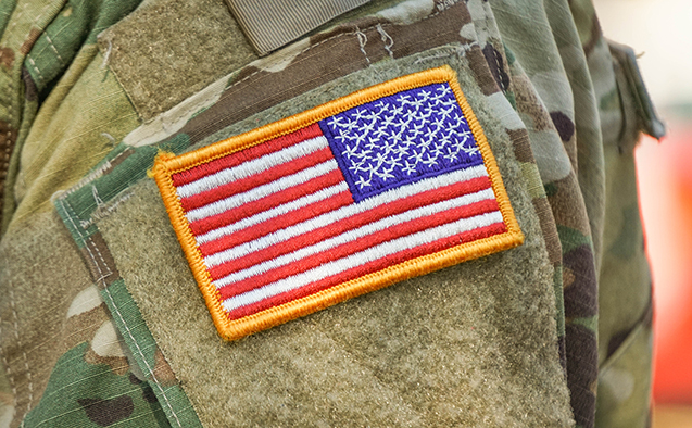 U.S. flag patch on a military uniform