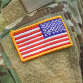 U.S. flag patch on a military uniform