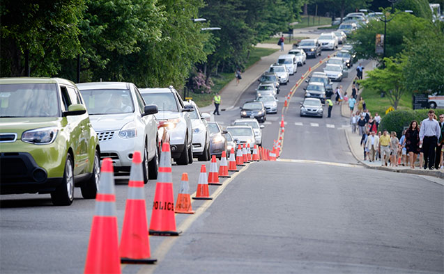 Commencement traffic at Wake Forest University in 2015.