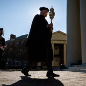 Wake Forest University holds its Founders' Day Convocation in Wait Chapel on Thursday, February 21, 2019. The faculty procession lines up and enters Wait Chapel.