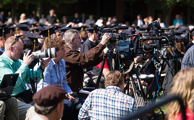 Media members at commencement