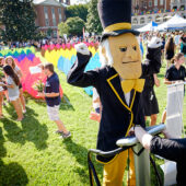 Wake Forest students, faculty, and staff attend the Arrive to Thrive event on Manchester Plaza on Tuesday, August 25, 2015. The event highlights different ways of maintaining an healthy lifestyle on campus.