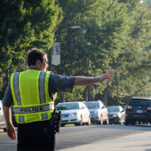 WFU Police officer directing traffic