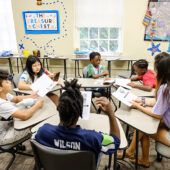 Children in a group reading setting