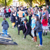 Wake Forest students host children from local elementary schools for a Halloween party on the quad during the annual volunteer service event Project Pumpkin, on Hearn Plaza on Wednesday, October 24, 2018.