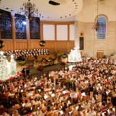 Members of the Wake Forest community attend the annual Lovefeast Christmas ceremony in Wait Chapel on Sunday, December 2, 2018.