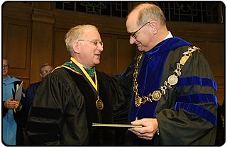 Wake Forest University presented its highest honor, the Medallion of Merit, to Dr. C. Douglas Maynard, acting dean of the Wake Forest School of Medicine, during Founders’ Day Convocation Feb. 21. Wake Forest President Thomas K. Hearn Jr. presented the award during the ceremony in Wait Chapel that featured speaker Doris Kearns Goodwin, presidential historian and journalist.