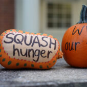 Decorated Campus Kitchen pumpkins