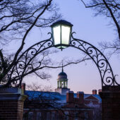 The cupola of the Z. Smith Reynolds Library glows in the pre-dawn light, on the campus of Wake Forest University, Thursday, January 10, 2019.