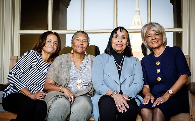 From left, Awilda Gilliam Neal ('73), Deborah McFarlane ('73), Linda Holiday ('73), and Beth Hopkins ('73)