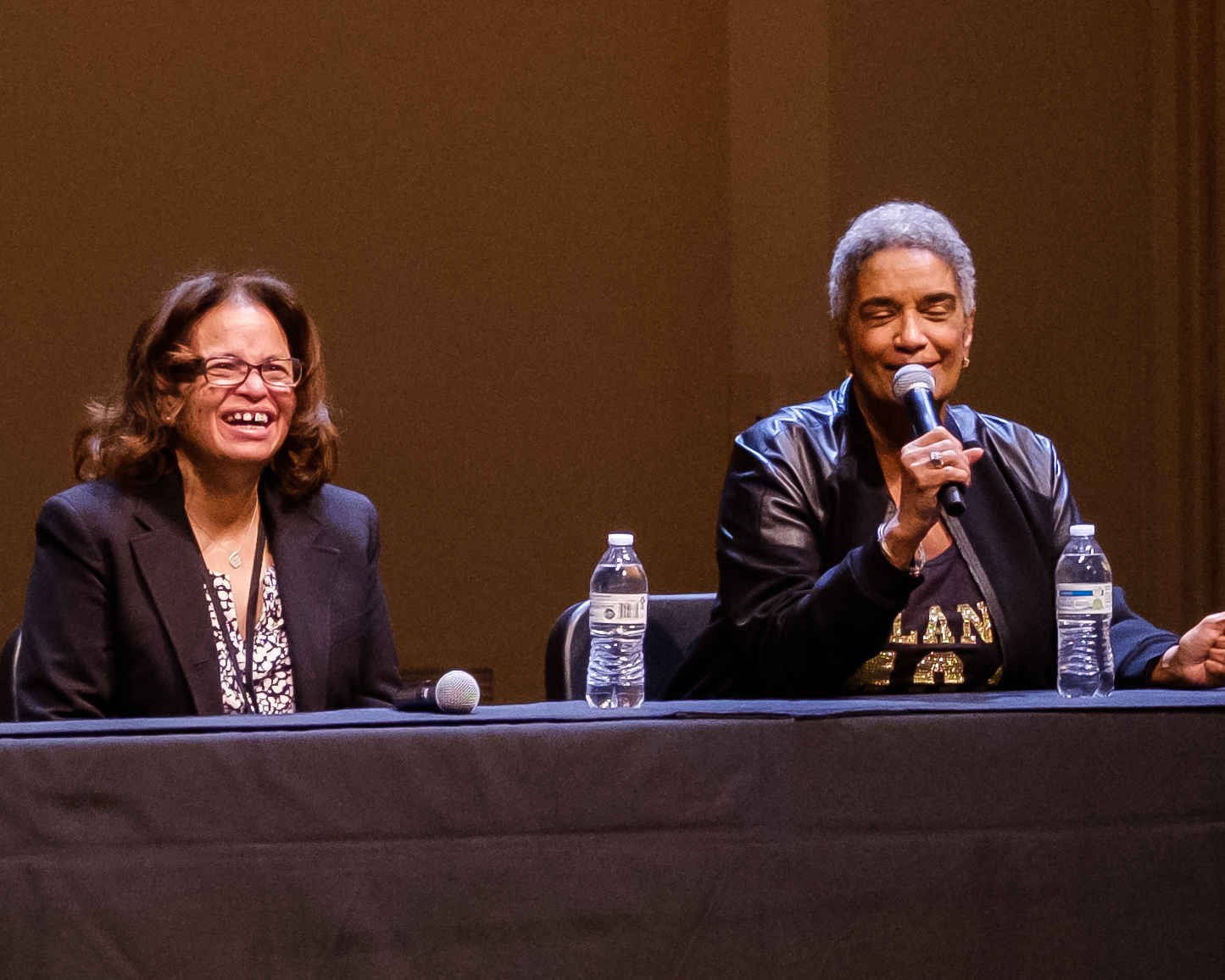 Neal and McFarlane at panel discussion