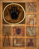 Elsa Moro, The Closed Hand, 2001 mixed media on canvas, 24" x 30"