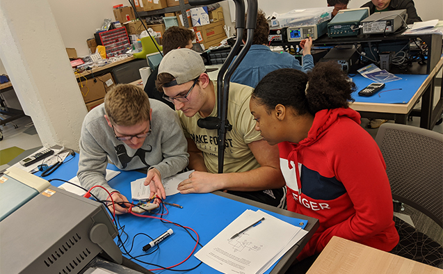 WFU engineering students participate in the interactive part of their midterms.