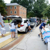 First year Wake Forest students move into the residence halls on South campus on Monday, August 17, 2020.