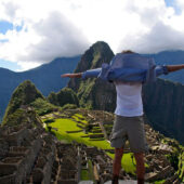 Student in Peru overlooking Machu Pichu