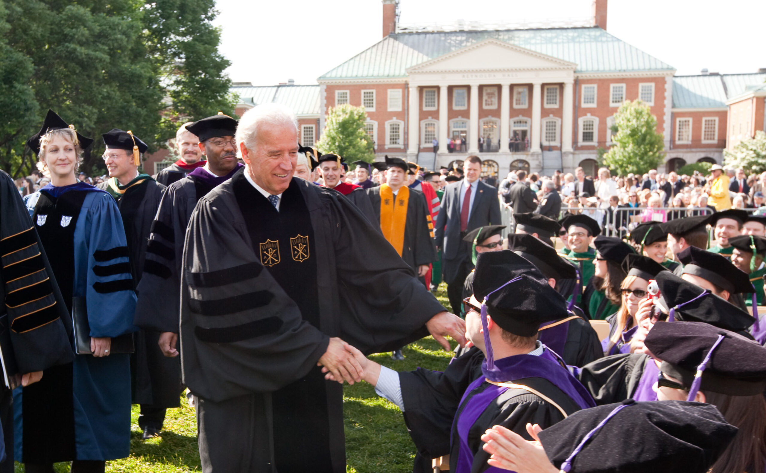 Wake Forest University holds its 2009 Commencement Exercises on Monday, May 18, 2009. Vice President Joe Biden walks across Hearn Plaza in the procession.