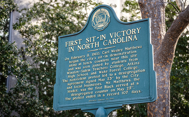 Historical marker in Winston-Salem, N.C.