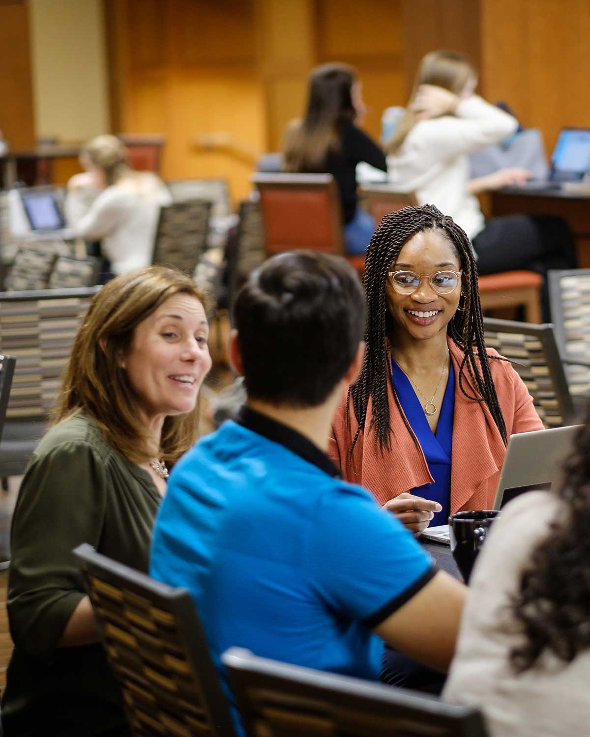 law students at a table
